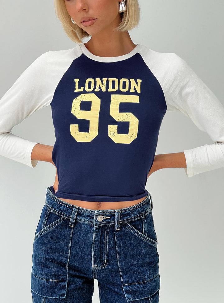 Haut à manches longues London 95 bleu marine