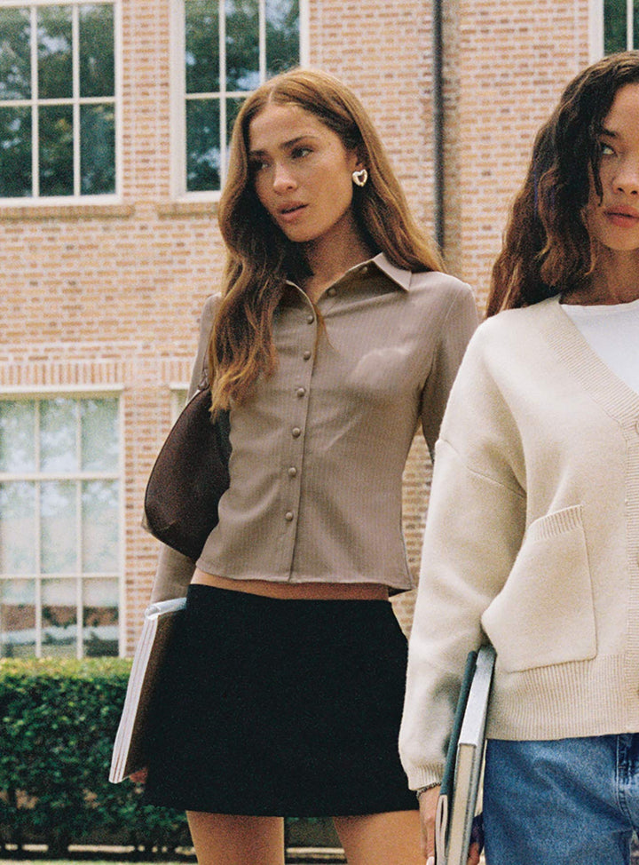 Anni Nadelstreifenhemd Beige 