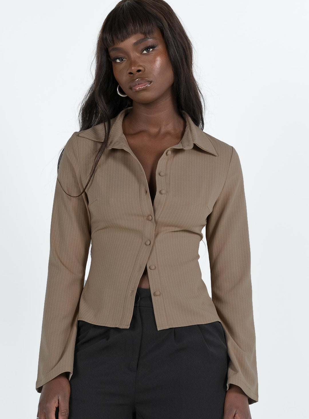 Anni Nadelstreifenhemd Beige 