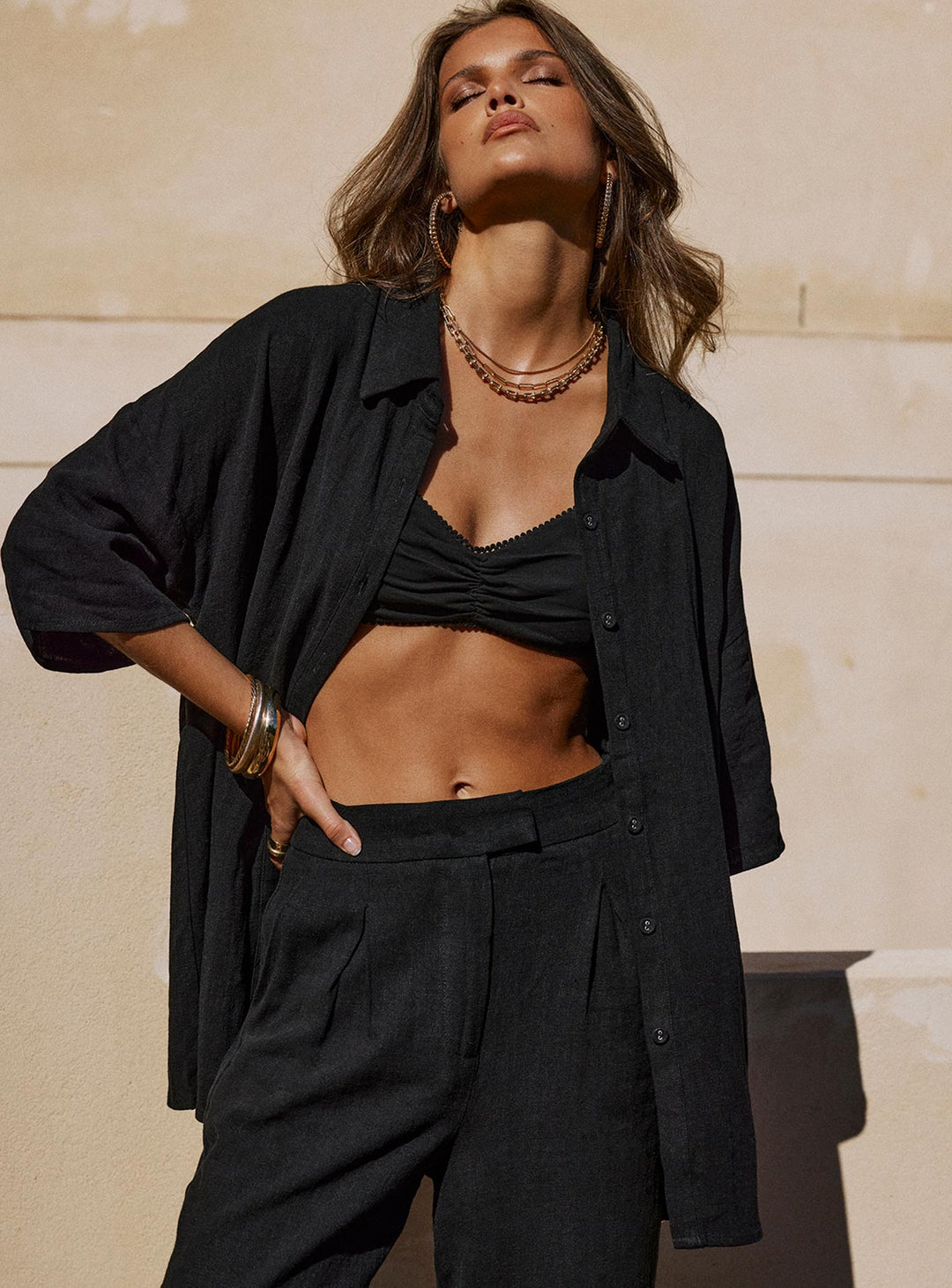 Guava Linen Blend Shirt Black