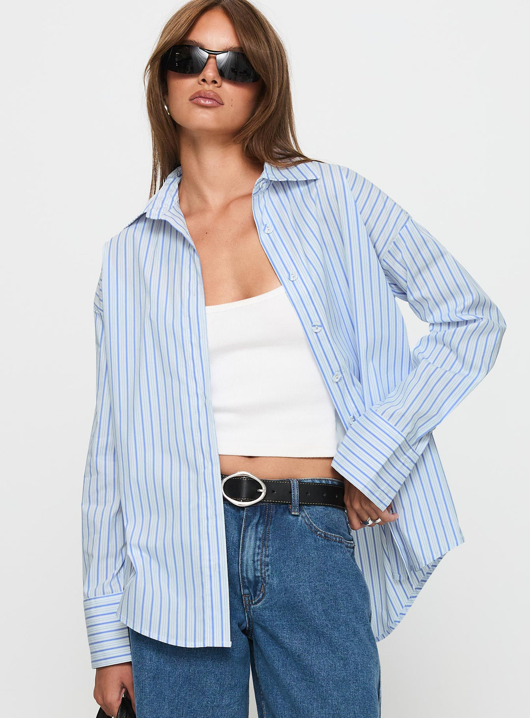 Chemise Mallin à rayures bleues et blanches