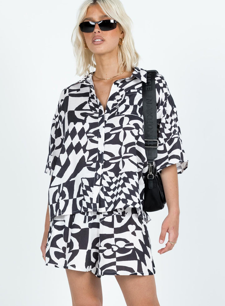 Ensemble de damier Merve noir/blanc
