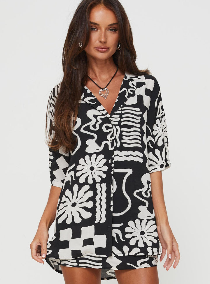 Caraliia Shirt Schwarz / Creme