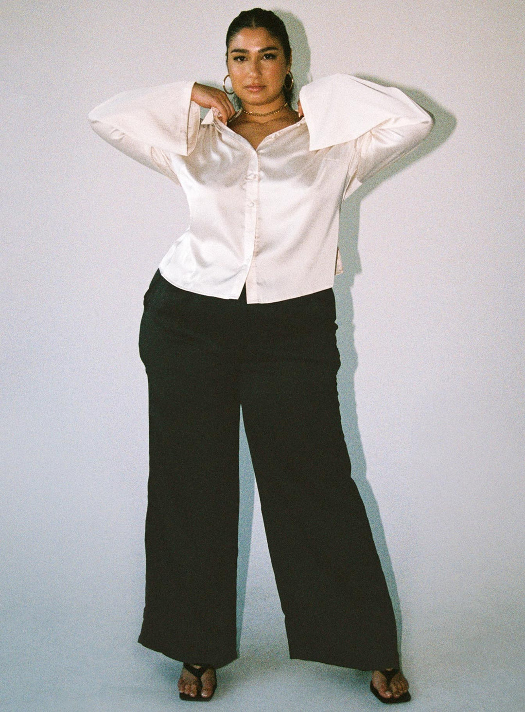 Anni Satin Shirt Cream Curve