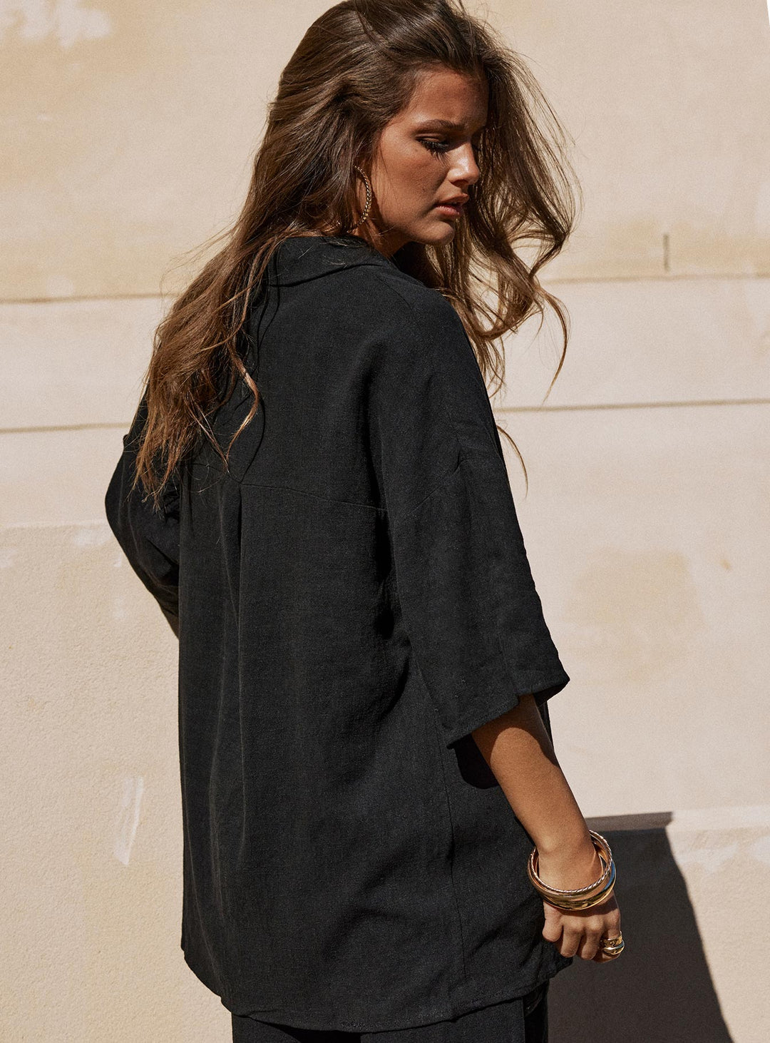 Guava Linen Blend Shirt Black