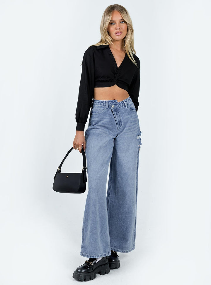 Zaxton Long Sleeve Top Black