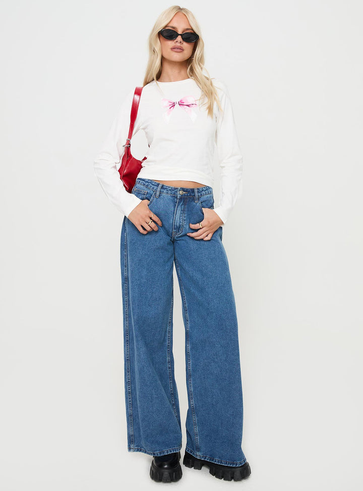 Bow Baby Long Sleeve Top White