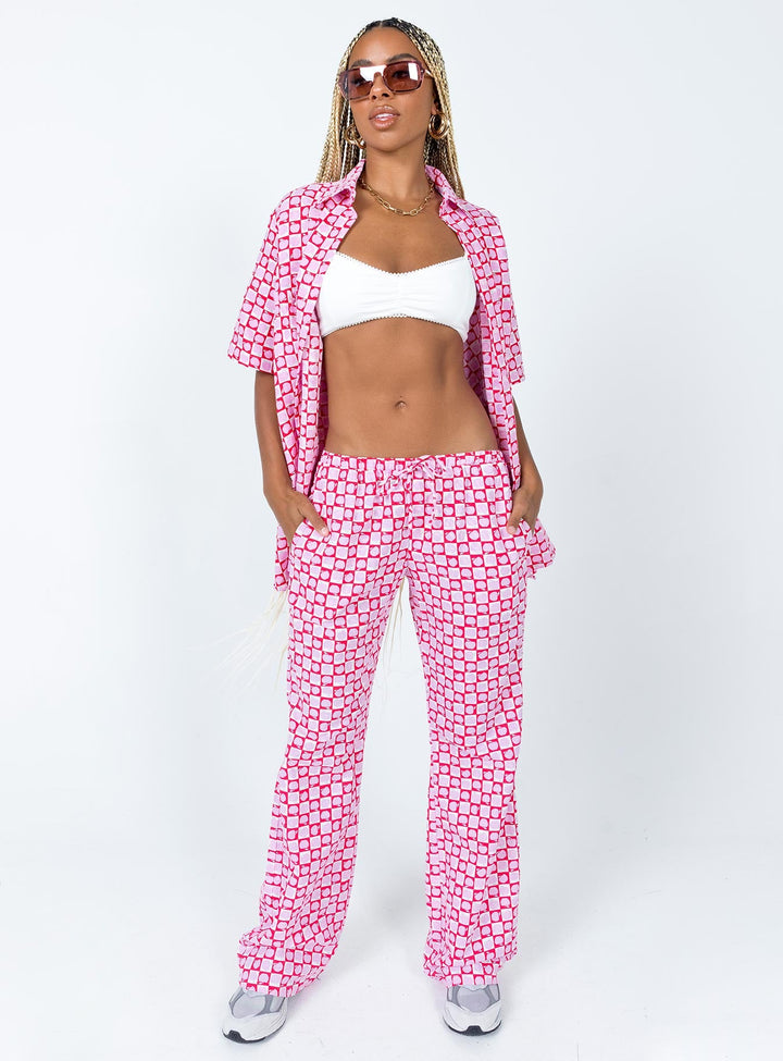 Chemise Motel Michita à carreaux pomme rouge blush