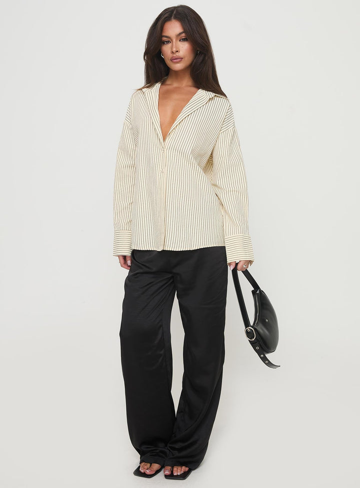 Chemise Mallin à rayures crème/marron 