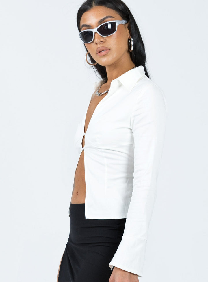 Belshaw Lace Up Back Shirt Ivory