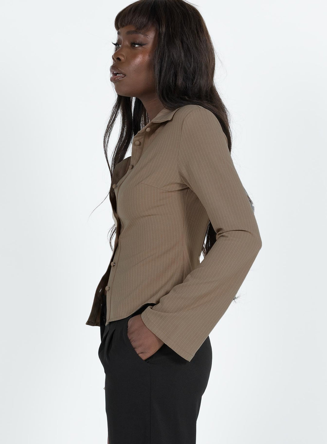 Anni Nadelstreifenhemd Beige 