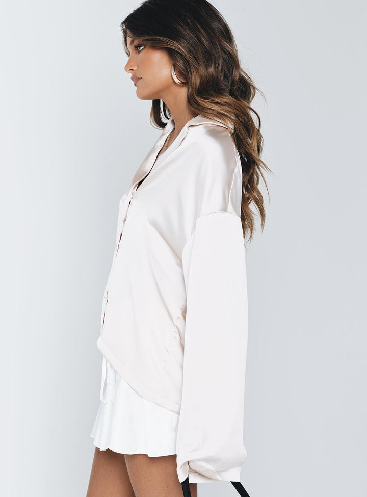 Sintra Satin Long Sleeve Shirt Champagne