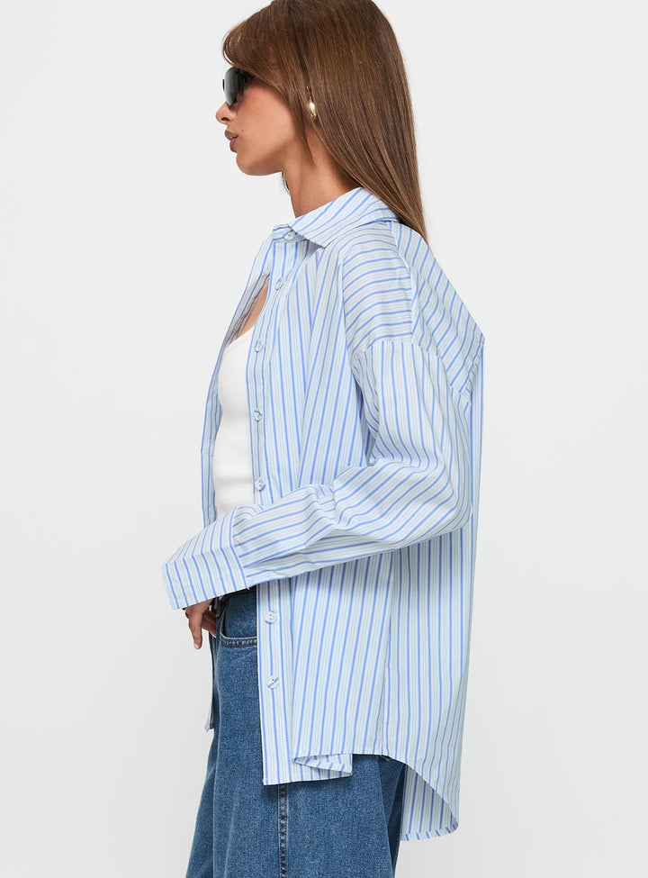 Chemise Mallin à rayures bleues et blanches