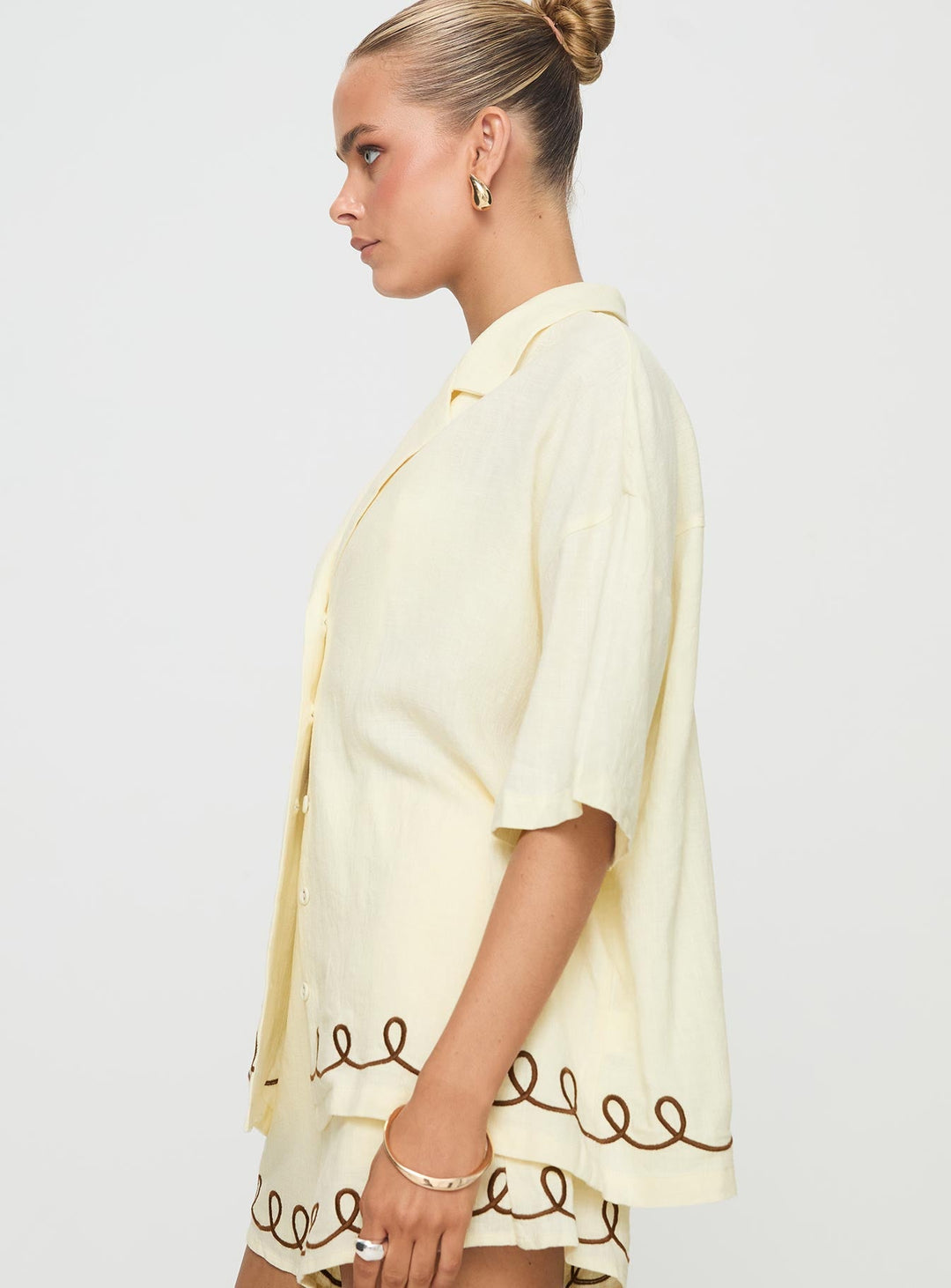 Jamari Linen Blend Shirt Cream / Brown