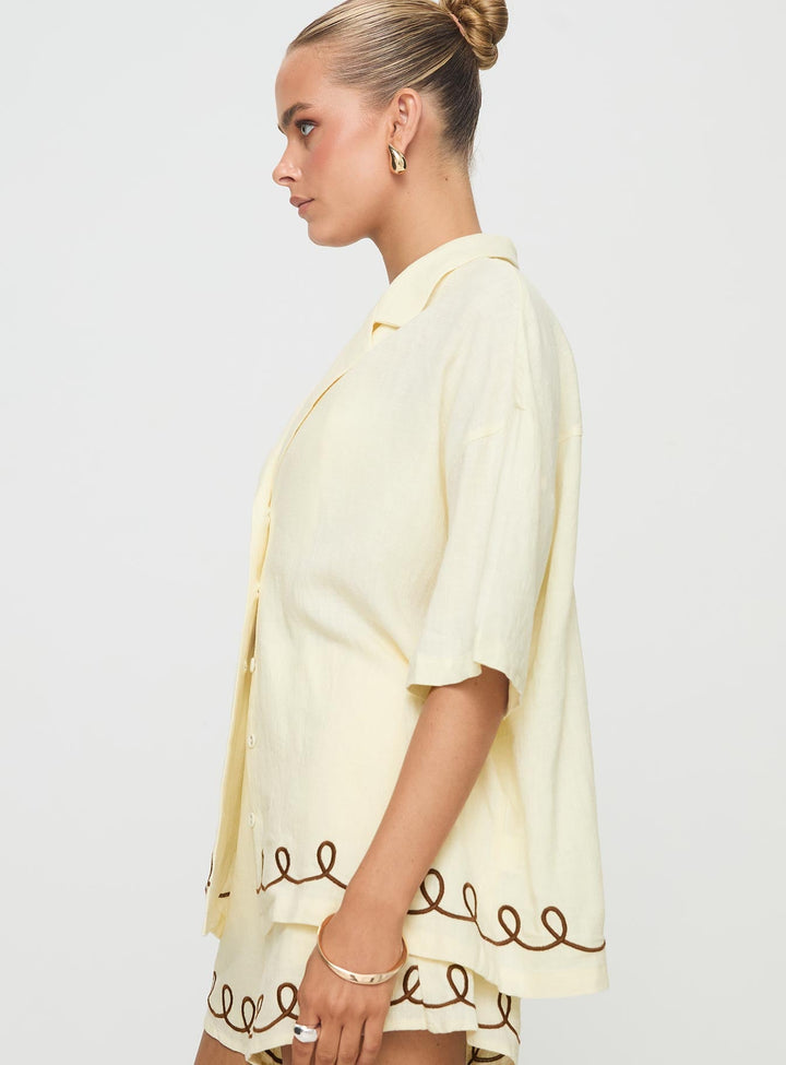 Jamari Linen Blend Shirt Cream / Brown