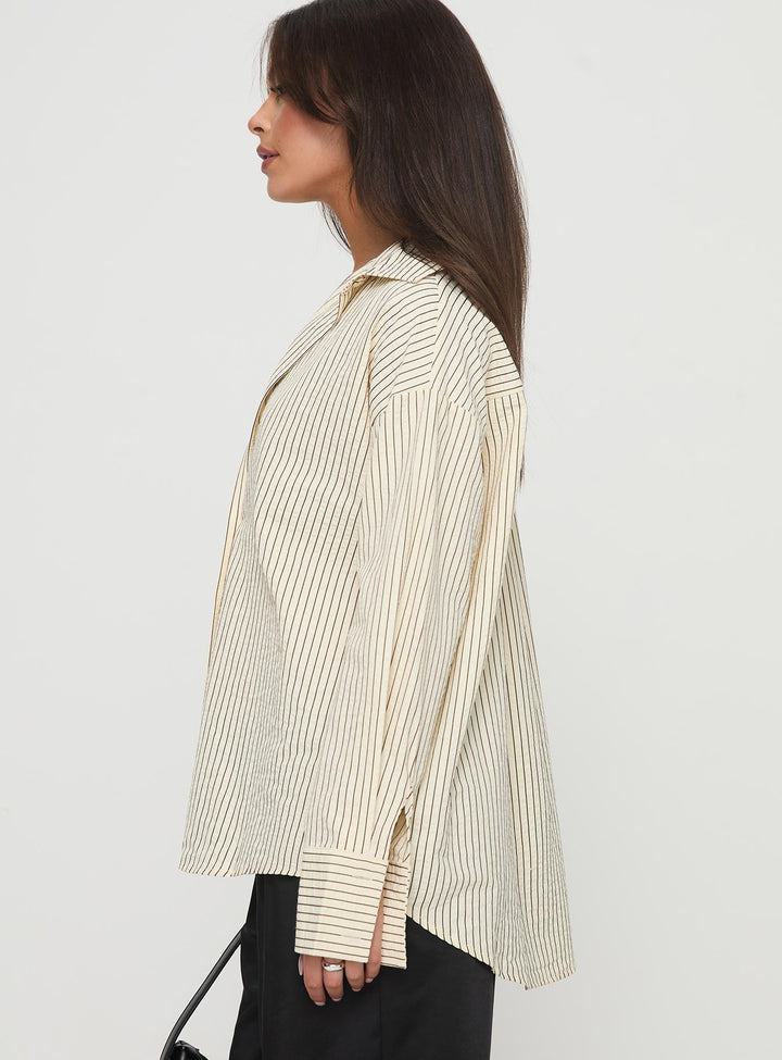 Chemise Mallin à rayures crème/marron 