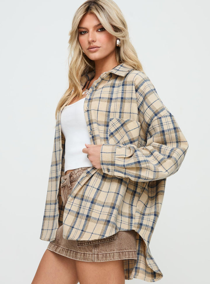 Veste à carreaux surdimensionnée Leylan à carreaux crème