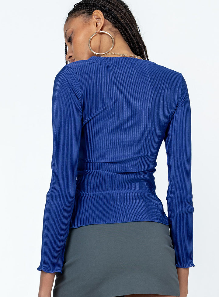 Gowan Long Sleeve Plisse Top Blue