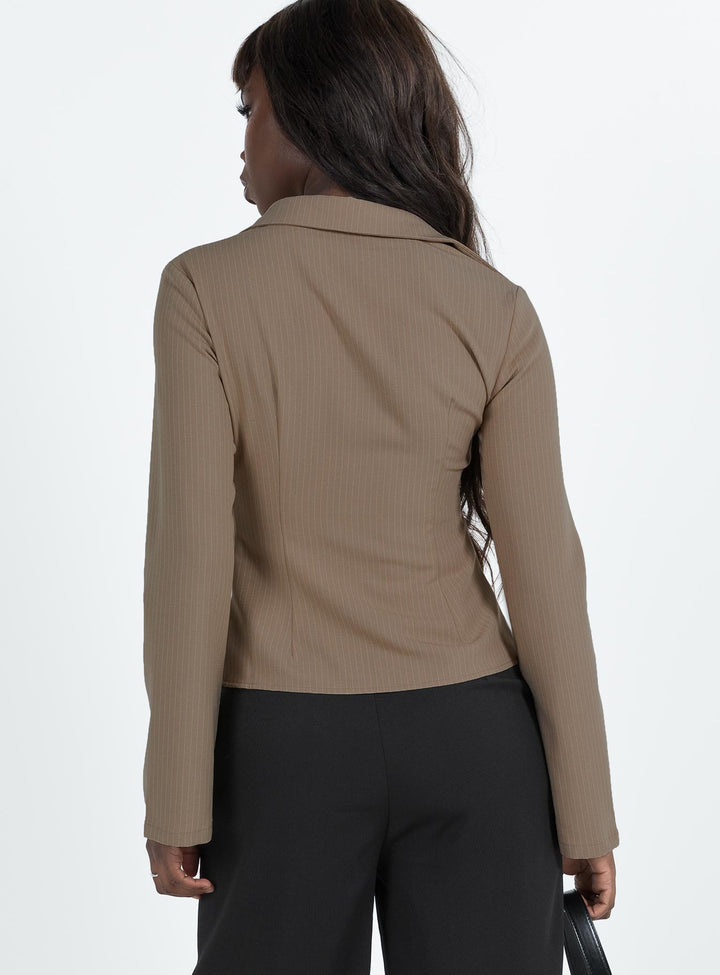 Anni Nadelstreifenhemd Beige 