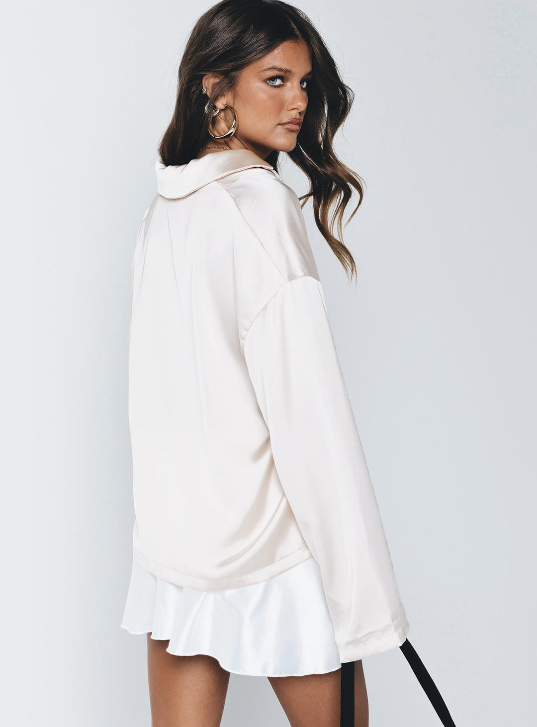 Sintra Satin Long Sleeve Shirt Champagne