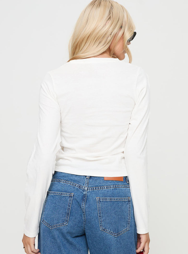 Bow Baby Long Sleeve Top White