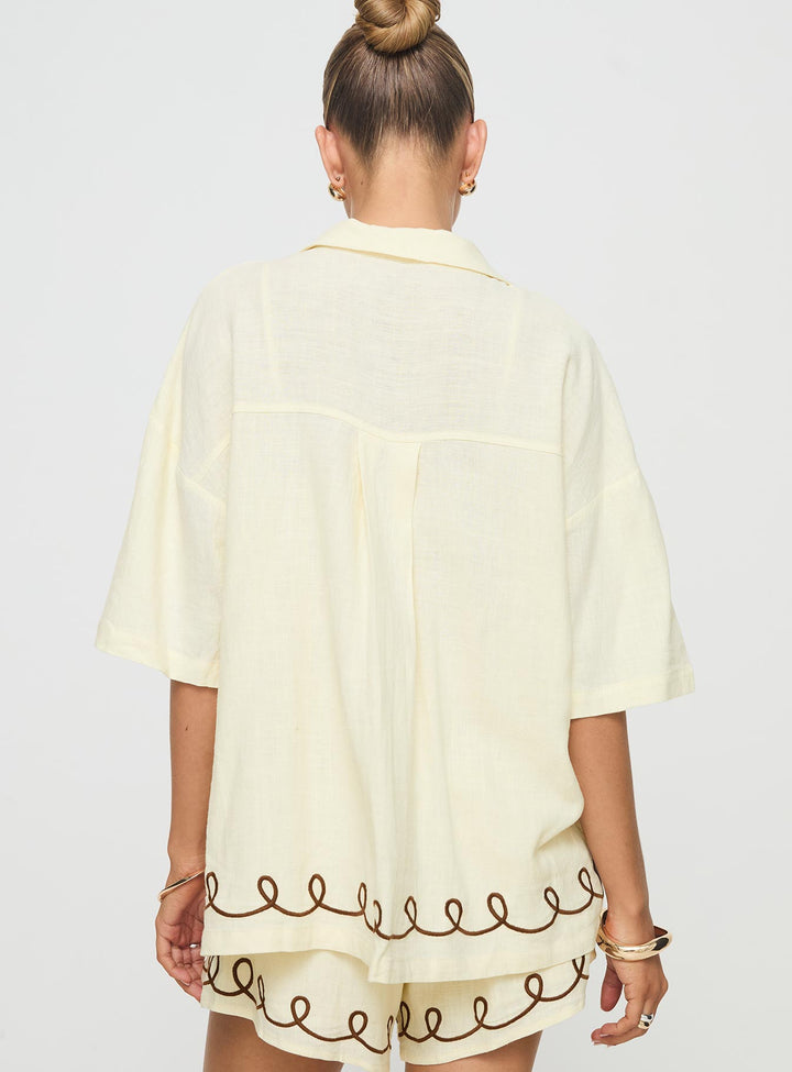 Jamari Linen Blend Shirt Cream / Brown