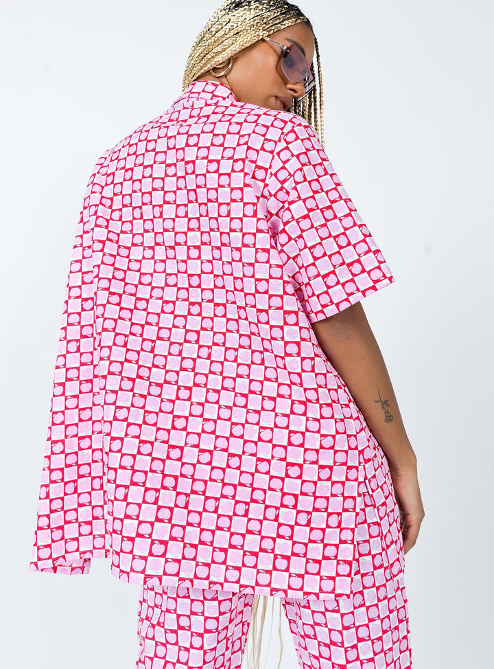 Chemise Motel Michita à carreaux pomme rouge blush