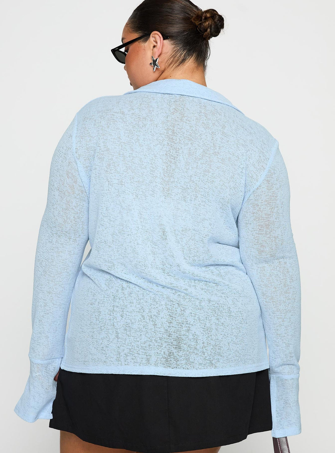 Finnean Long Sleeve Top Pale Blue Curve