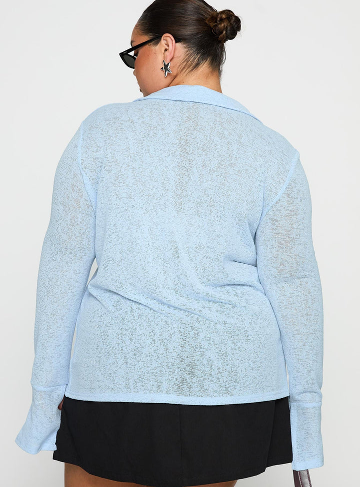 Finnean Long Sleeve Top Pale Blue Curve