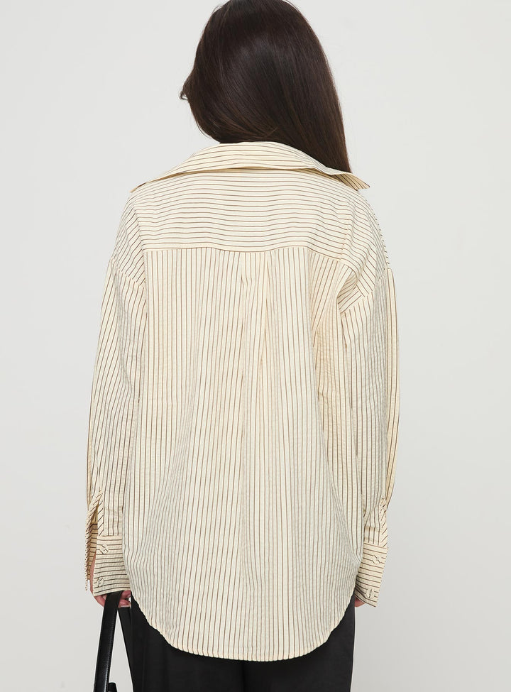 Chemise Mallin à rayures crème/marron 