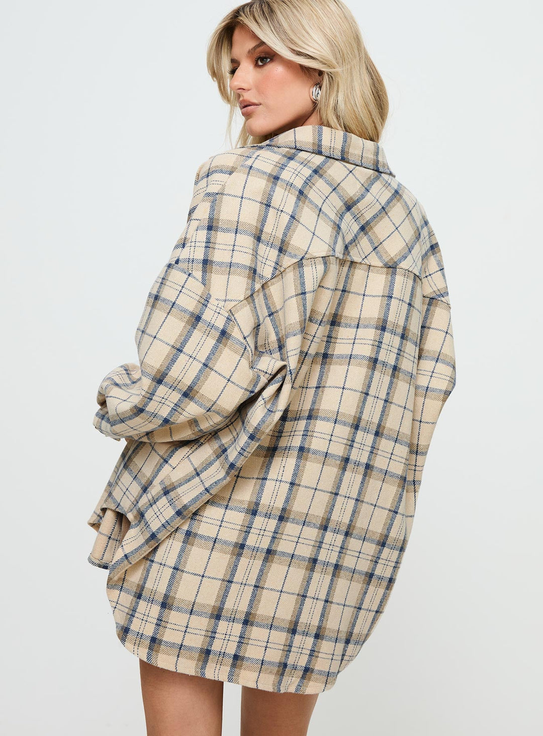Veste à carreaux surdimensionnée Leylan à carreaux crème