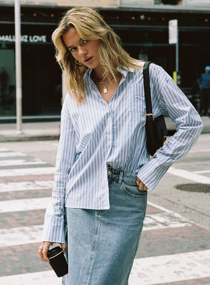 T-shirt à rayures bleues « Letters To You » 