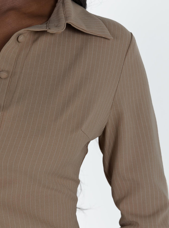 Anni Nadelstreifenhemd Beige 