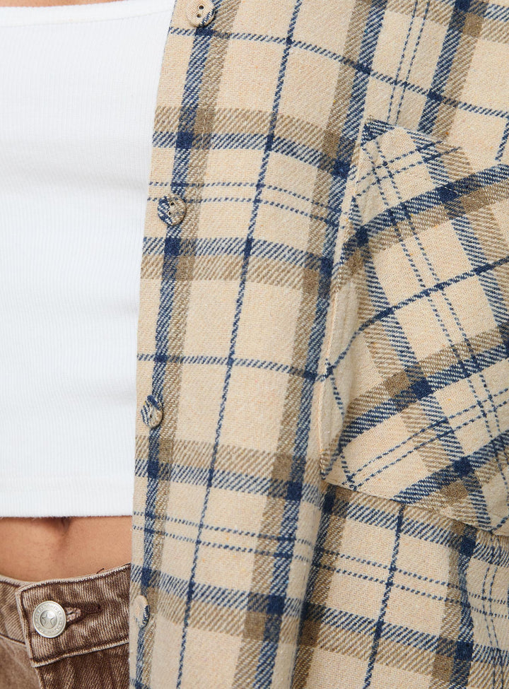 Veste à carreaux surdimensionnée Leylan à carreaux crème