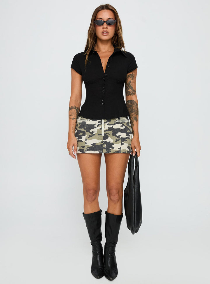 Cottesloe Blouse Top Textured Black