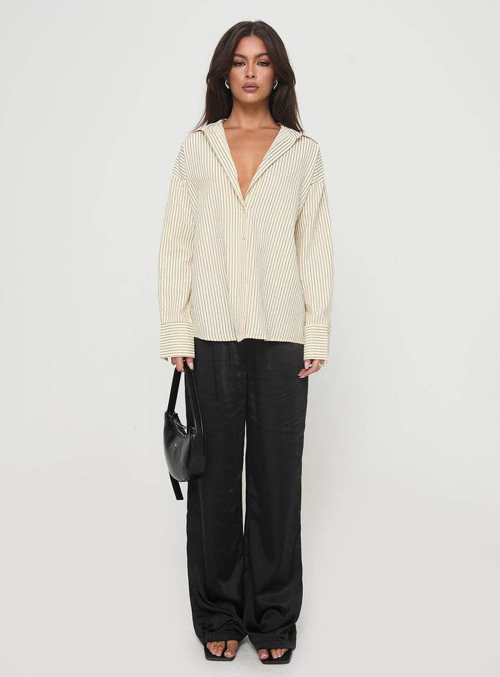 Chemise Mallin à rayures crème/marron 