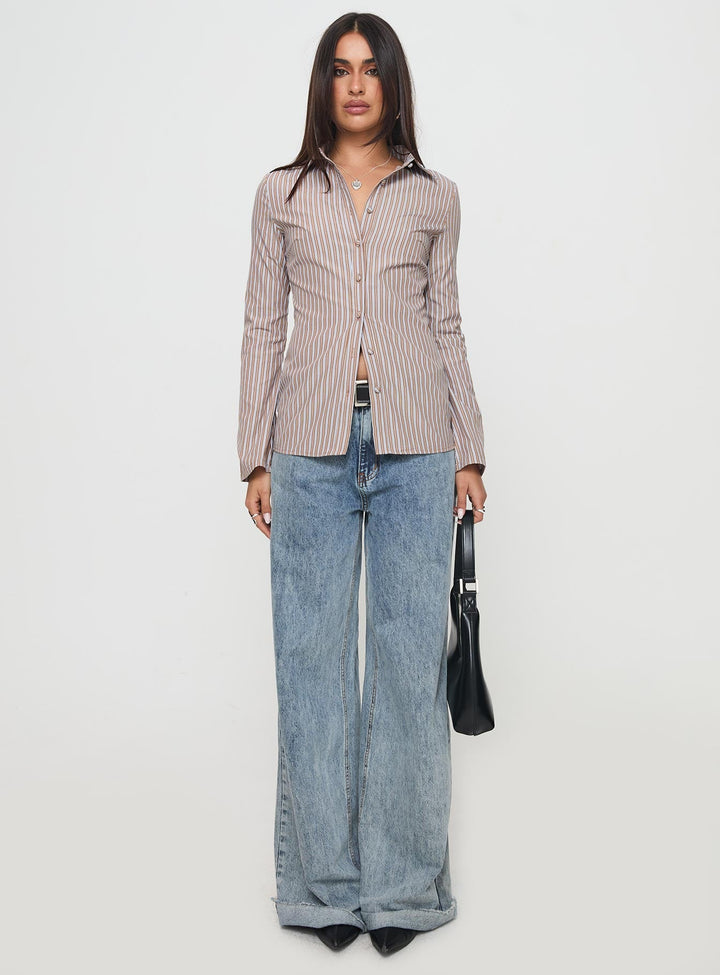 Run The World Top Brown Stripe