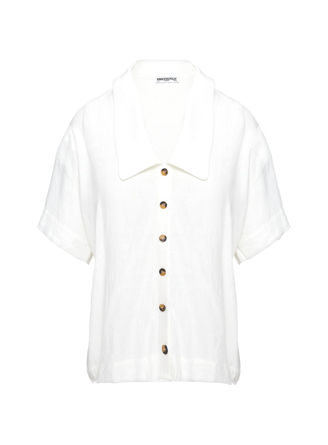 Goody Linen Button Front Top White